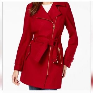 MICHAEL Michael Kors Red Trench Coat with Belt